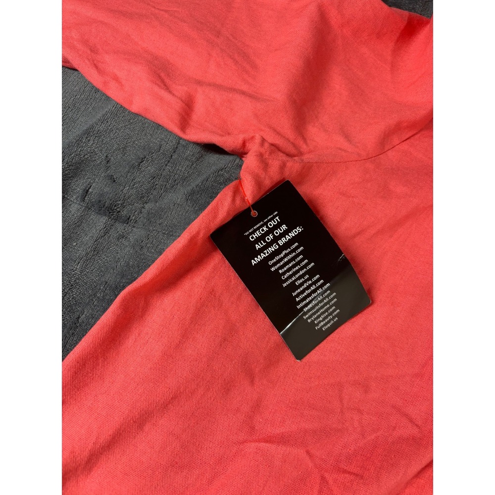 Ellos Womens Coral Linen Blend V-Neck Popover Blouse Top Plus Size 18/20 L - Picture 8 of 9